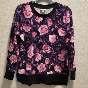 LuLaRoe Floral Sweatshirt - Pink and Black